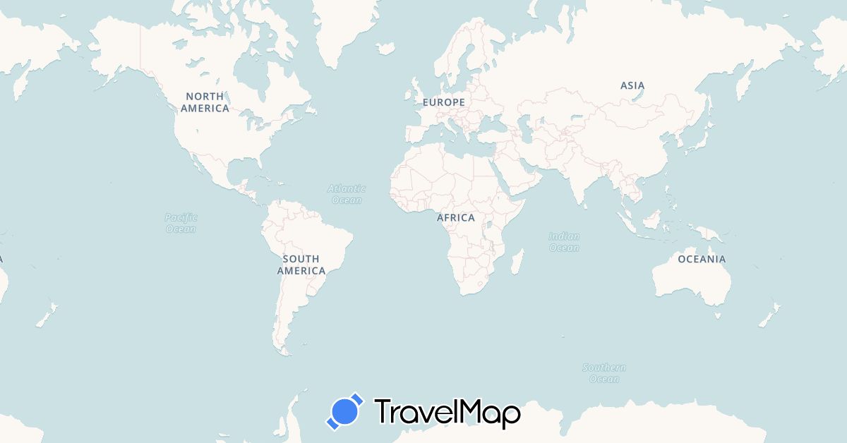 TravelMap itinerary: driving, boat, motorbike in Austria, Botswana, Democratic Republic of the Congo, Egypt, Ethiopia, Greece, Israel, Italy, Jordan, Kenya, Malawi, Namibia, Rwanda, Sudan, Tanzania, Uganda, South Africa, Zambia (Africa, Asia, Europe)